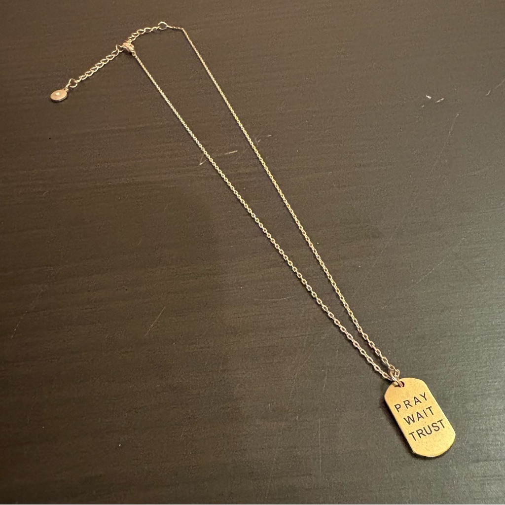 Pray Trust Wait Gold Necklace